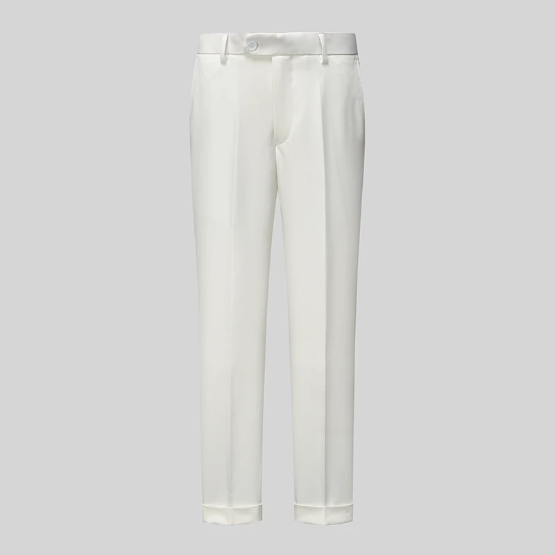 十七先生修身高定白色直筒正装白色时尚舒适百搭旅游男裤西裤冬款