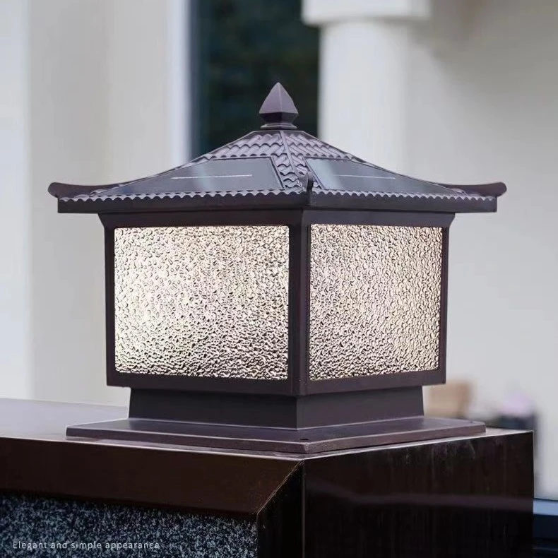 太阳能庭院中式户外别墅花园家用围墙防水室外柱灯门柱灯柱头灯