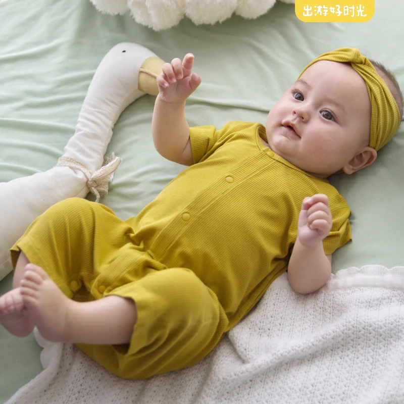 婴儿莫代尔连体衣夏天哈衣男女宝宝夏装新生儿春夏空调爬爬服睡衣