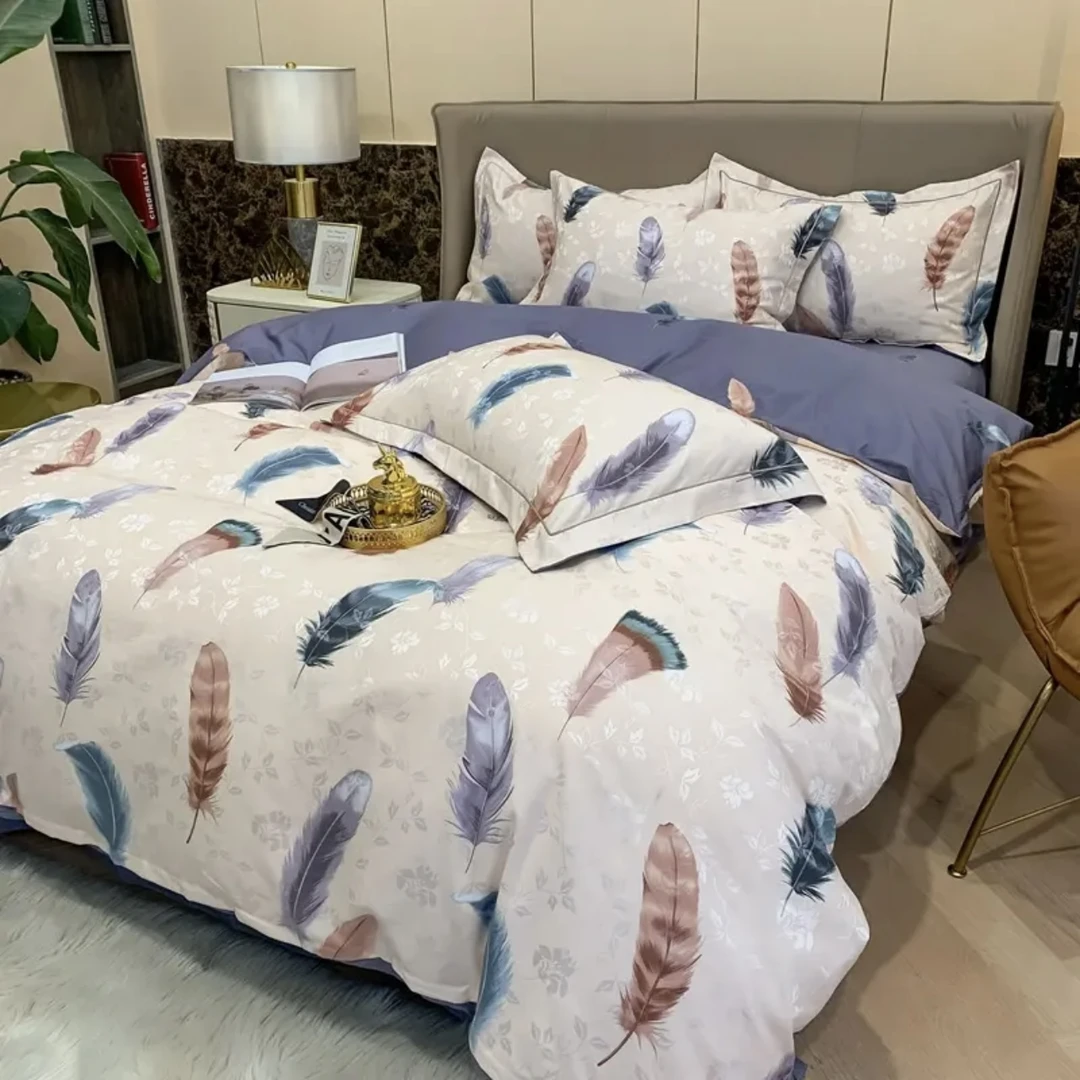 【王也-长绒棉】100%棉新疆长绒棉100支贡缎提花轻奢纯色四件套