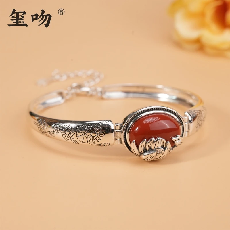 925银手链 【玺吻】s925银 国风定制款爱莲说莲花手链