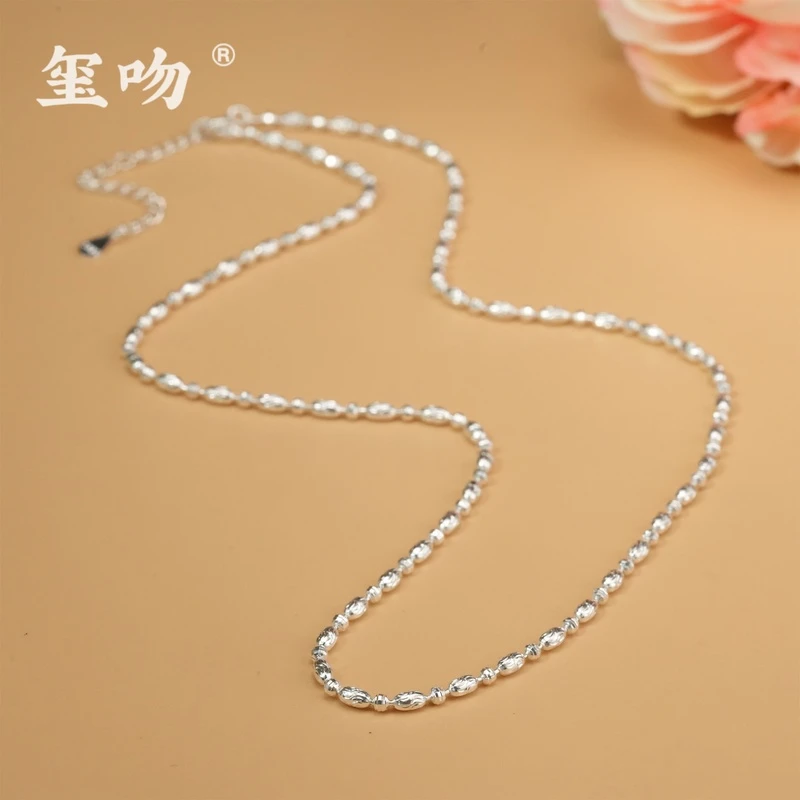 链子925银 【玺吻】s925银经典石头链纯银素款轻奢百搭气质项链