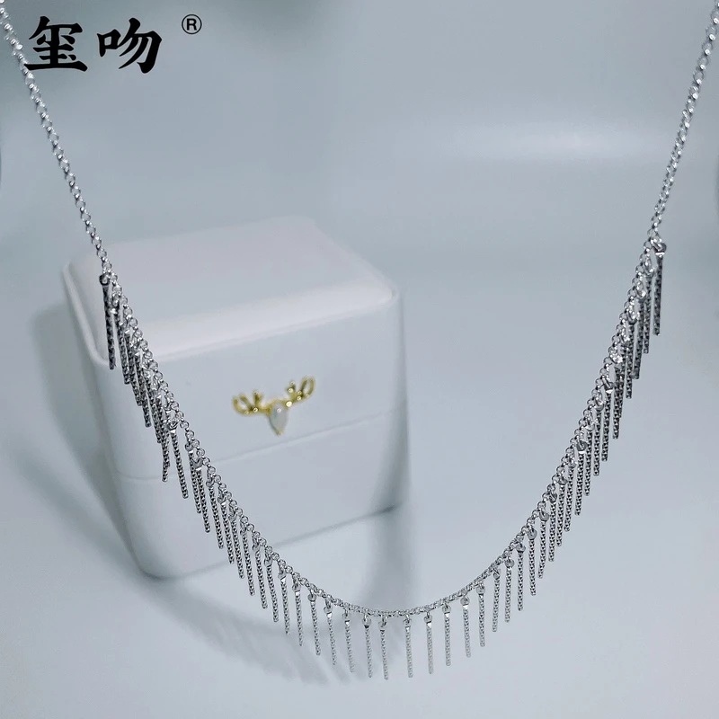 链子925银 【玺吻】s925银 走秀轻奢千丝万缕流动流苏项链 XL134