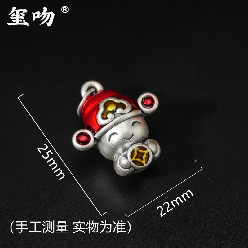 吊坠足银 【玺吻】足银999烧蓝财神手工创意挂坠吊坠配饰饰品挂件