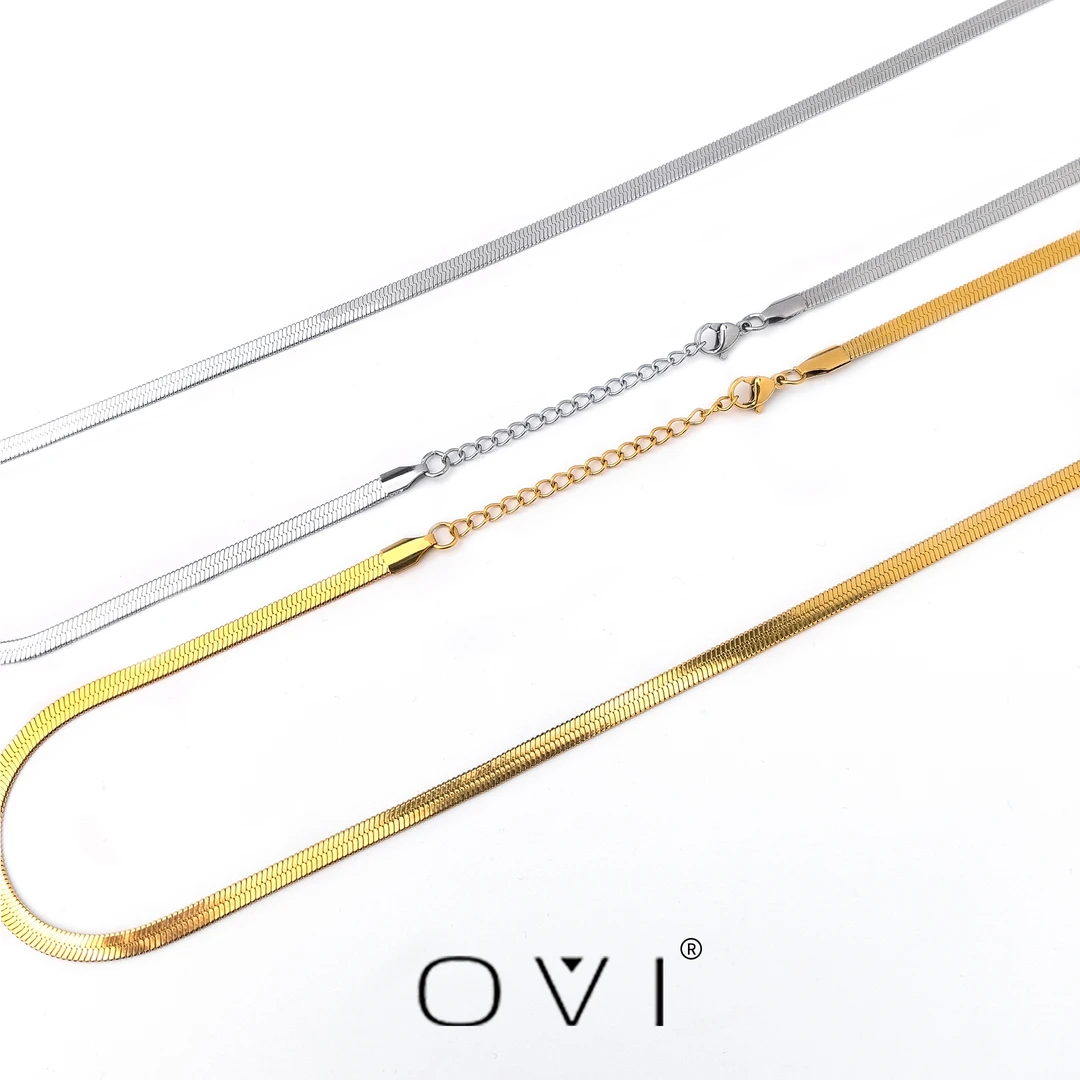 OVI 钛钢项链 蛇年刀片蛇骨链扁平百搭时尚不掉色简约男女ins项链
