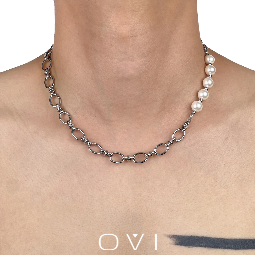 OVI 钛钢贝珠项链 原创重工简约高级轻奢小众项链个性百搭锁骨链