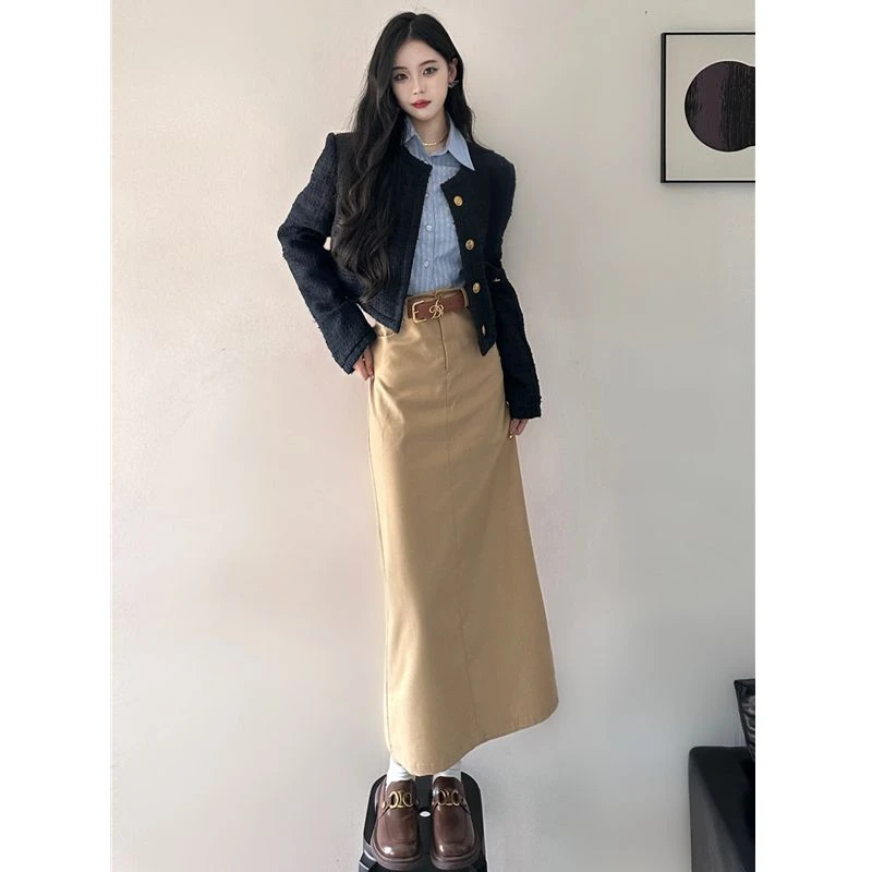 【运费补贴】【三件套】2024秋新款韩版小香风外套上衣骑行裙子女