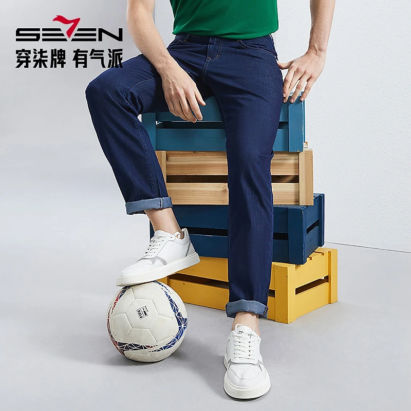 【含莱赛尔】柒牌直筒牛仔裤男中腰休闲中青年长裤子126H72370