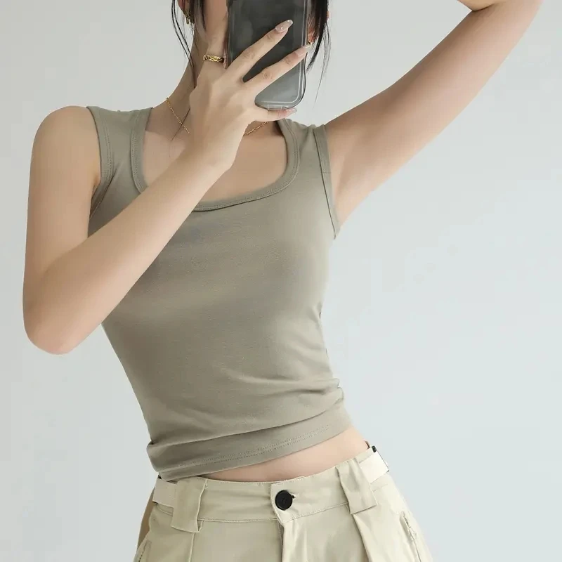 【24小时发货】方领吊带工字背心女内搭夏秋季宽肩遮副乳外穿打底