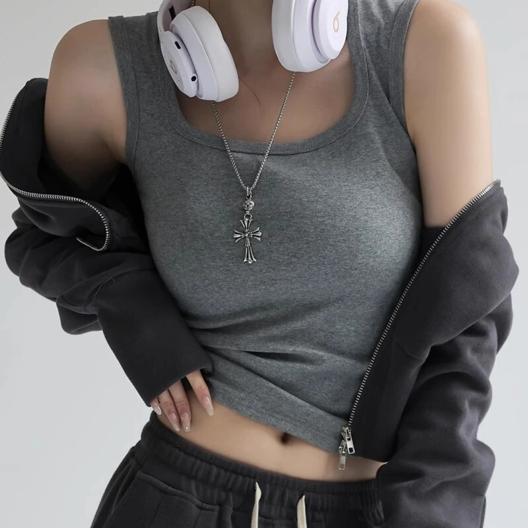 【24小时发货】方领吊带工字背心女内搭夏秋季宽肩遮副乳外穿打底