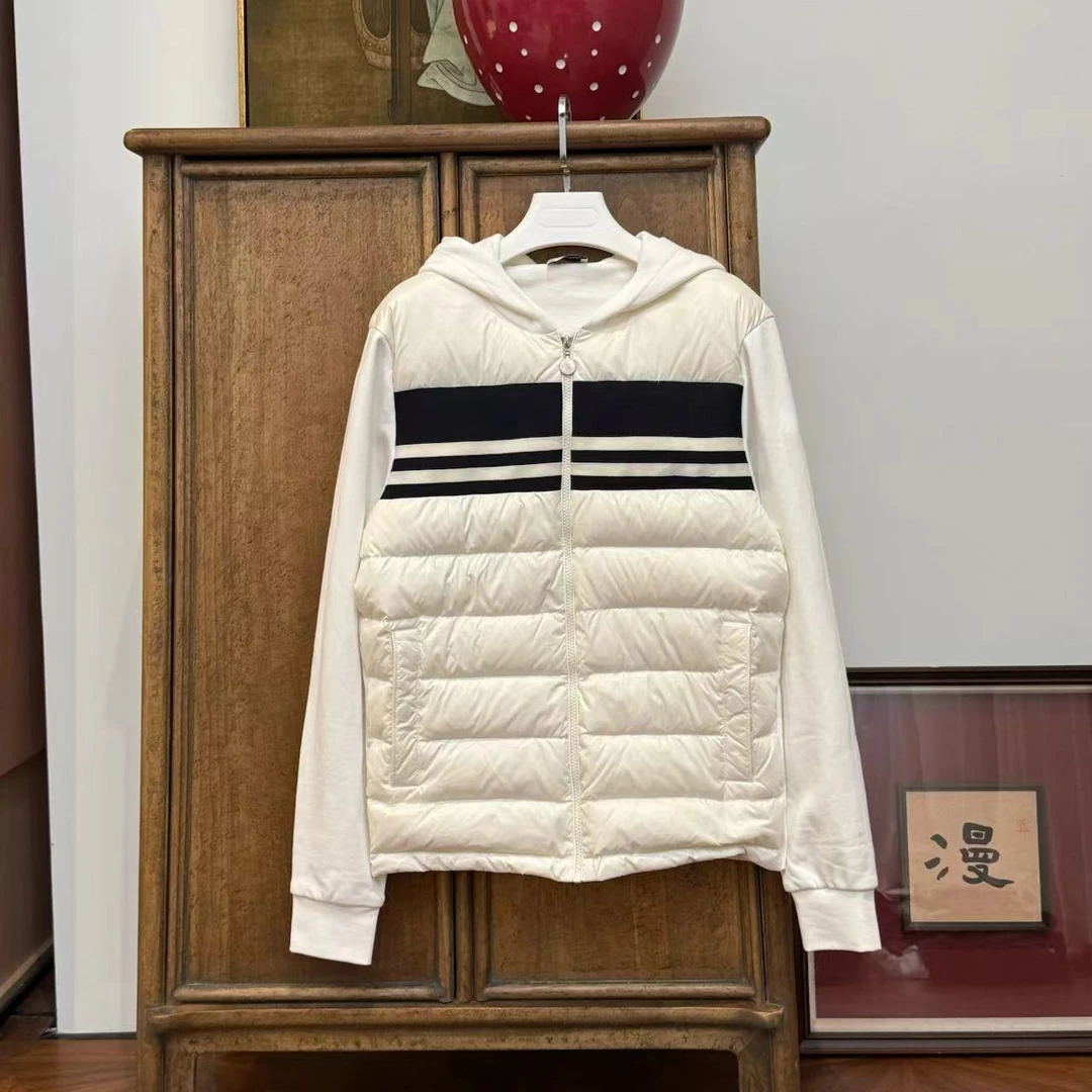 漫颜刘2024秋季新品棉类混纺拼接鹅绒羽绒服连帽长袖男女同款外套