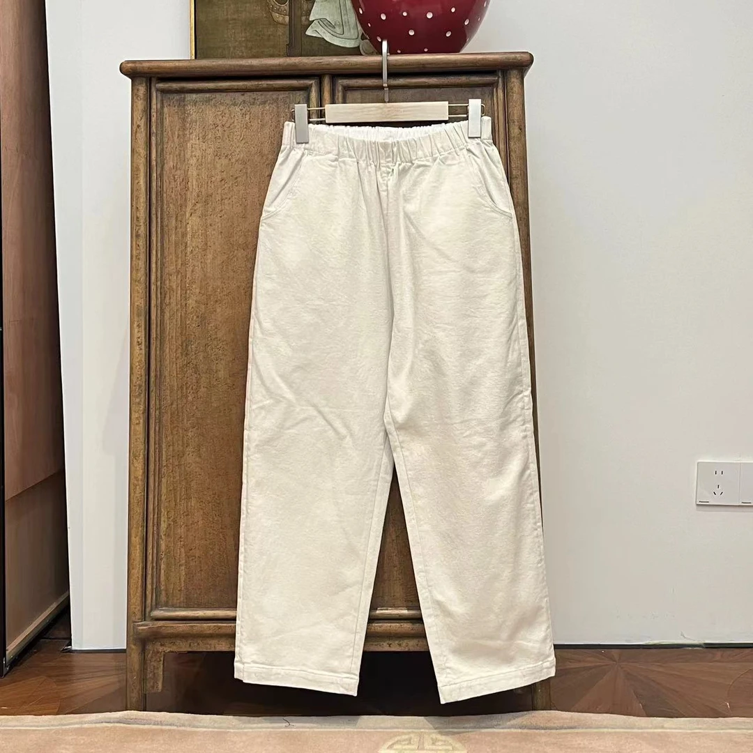 MYL2024秋冬新品氨棉混纺休闲裤中腰直筒长裤纯色百搭休闲裤