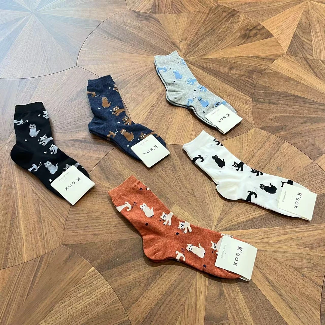 漫颜刘2024年秋季新款涤棉猫咪短袜秋冬时尚休闲女士潮袜（组合）