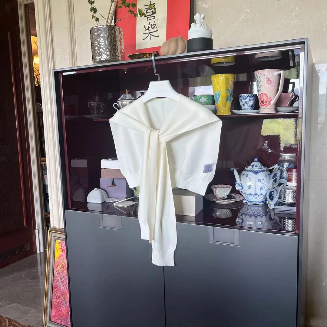 漫颜刘2024秋季新品48支美丽诺羊毛针织披肩时尚纯色休闲围巾