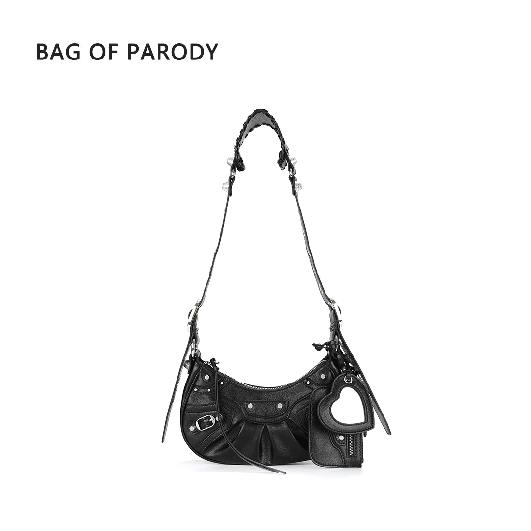 Bagofparody机车包包女黑色潮流暗黑腋下包包百搭小众单肩包时尚