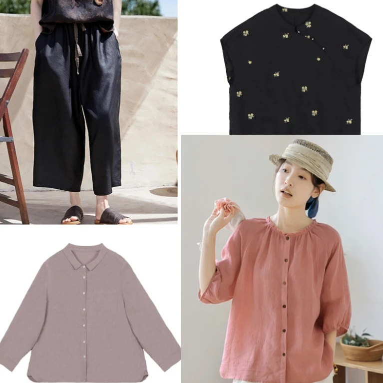 100%汉麻短袖女士连衣裙