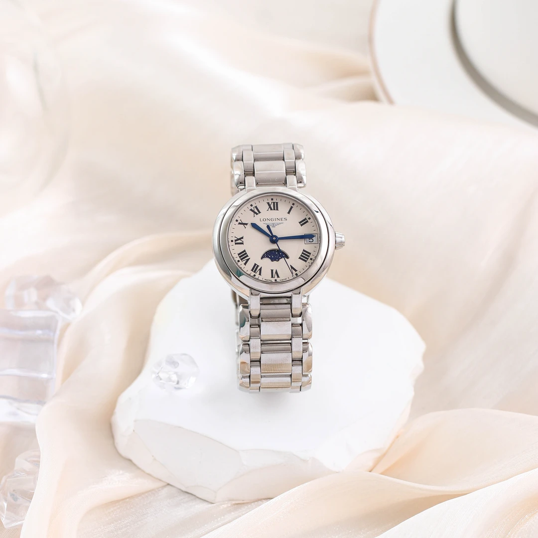 99新 Longines/浪琴 心月系列罗马刻月相30.5盘 石英女表