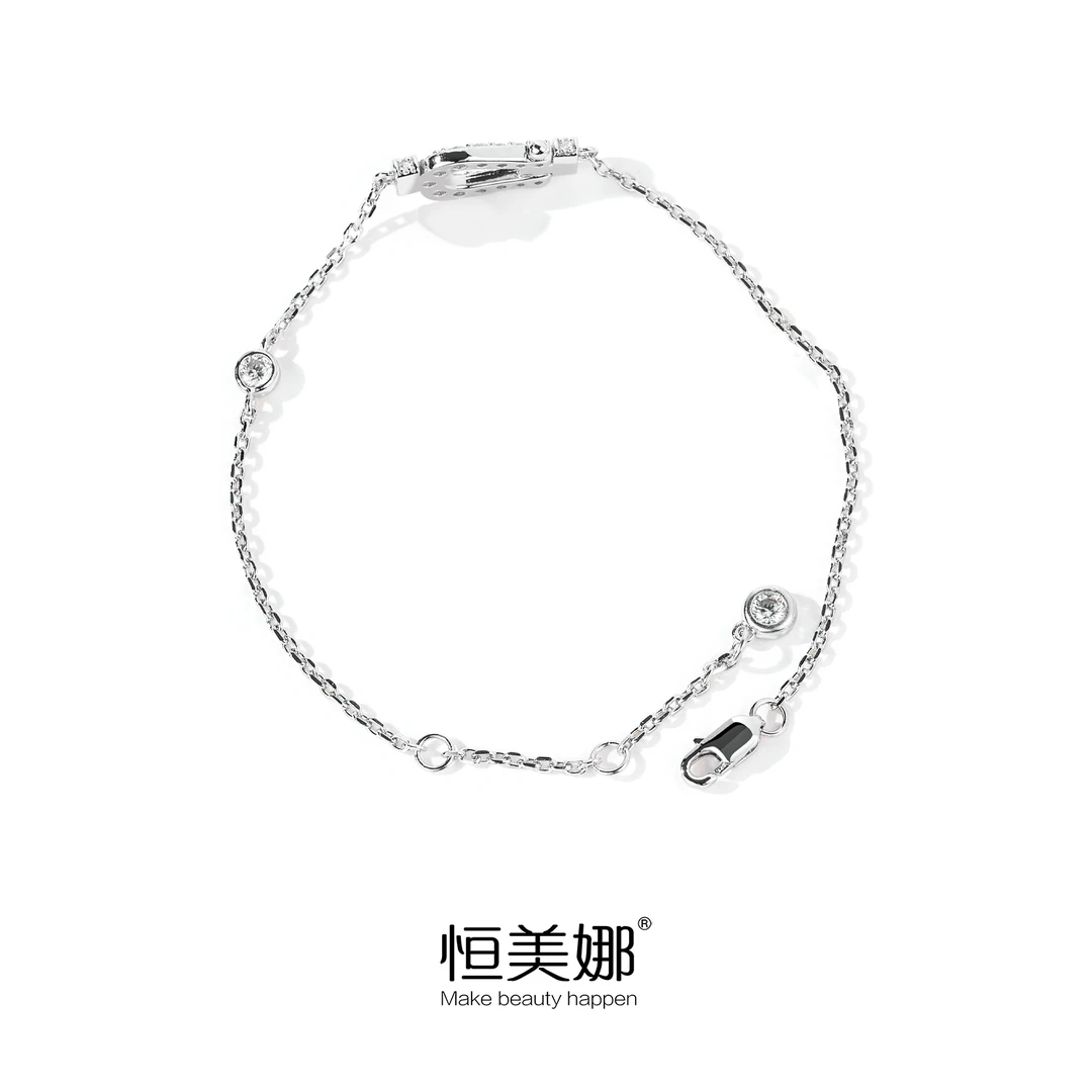 925银莫桑石手链 马蹄手链银白色轻奢时尚百搭情侣小众