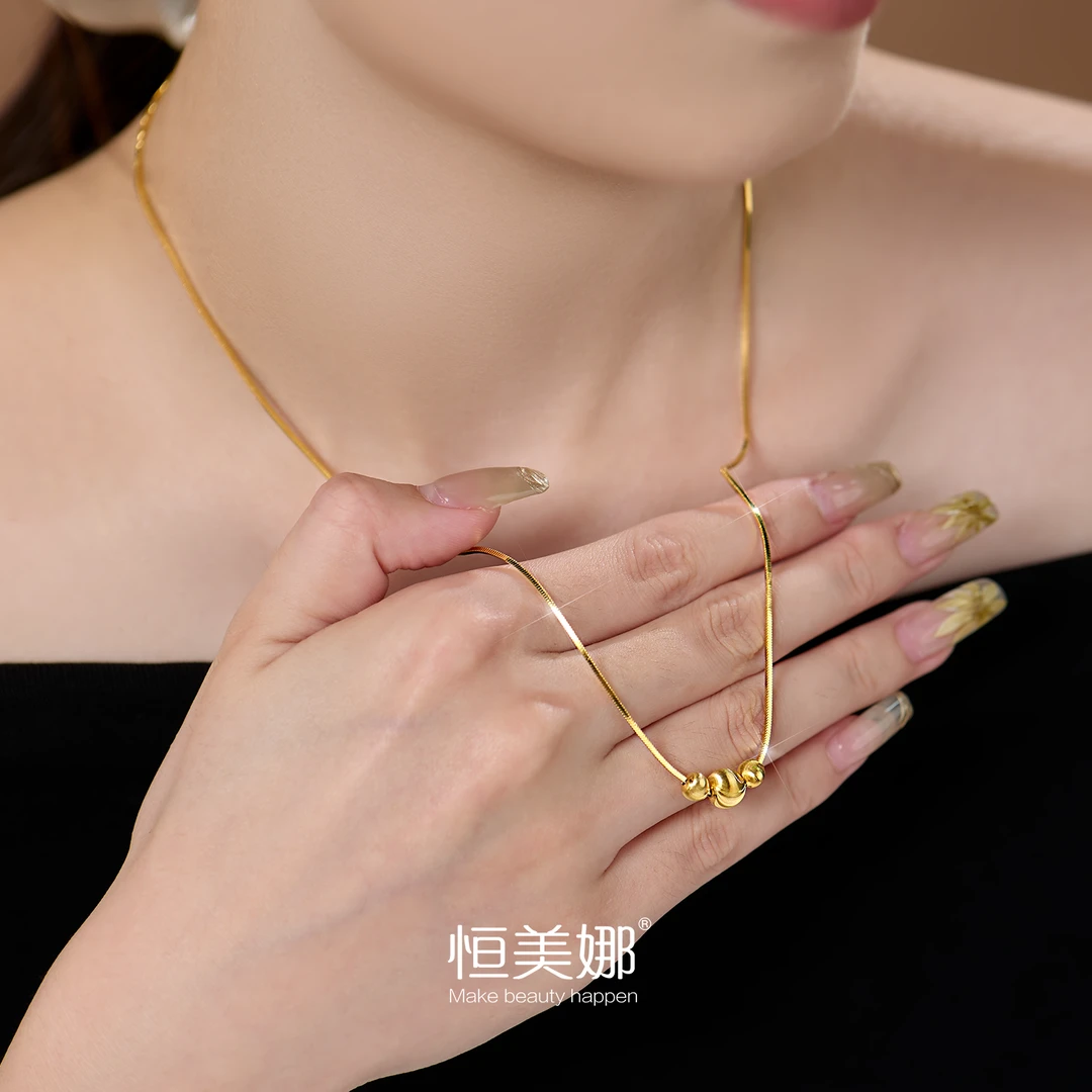 恒美娜 坠链均925银 猫眼蛇骨项链气质时尚百搭简约轻奢小众经典