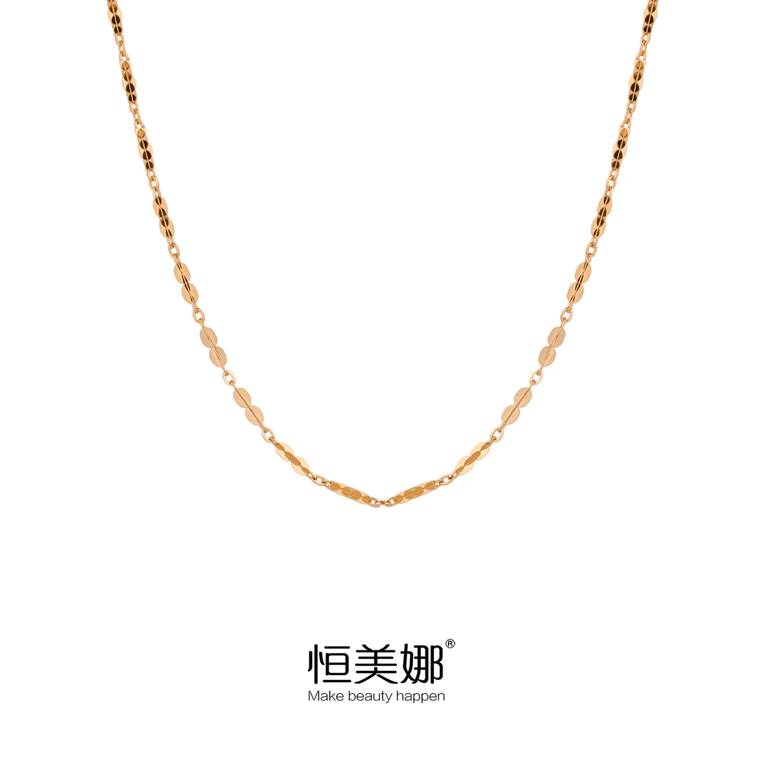 恒美娜 坠链均925银 水波链气质轻奢时尚百搭字链女款女士简约