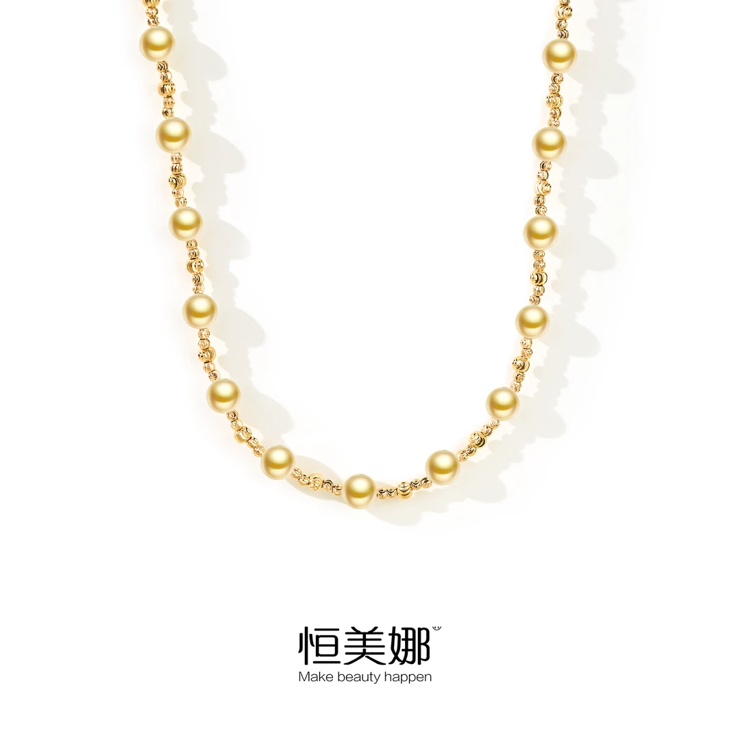 恒美娜 坠链均925银莫桑石 糖果珠珠项链气质白色时尚百搭简约