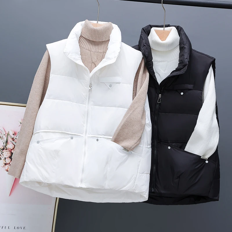 马甲女短款时尚休闲宽松外穿韩版立领秋冬季女士羽绒马夹外套