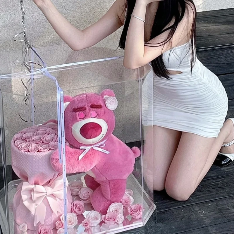 七夕情人节礼物草莓熊玫瑰永生花花束生日礼物送女生朋友创意浪漫