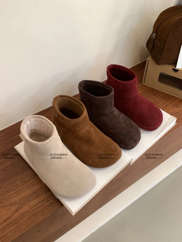 ZM−秋冬新款韩版套筒加绒平底休闲短靴#7022
