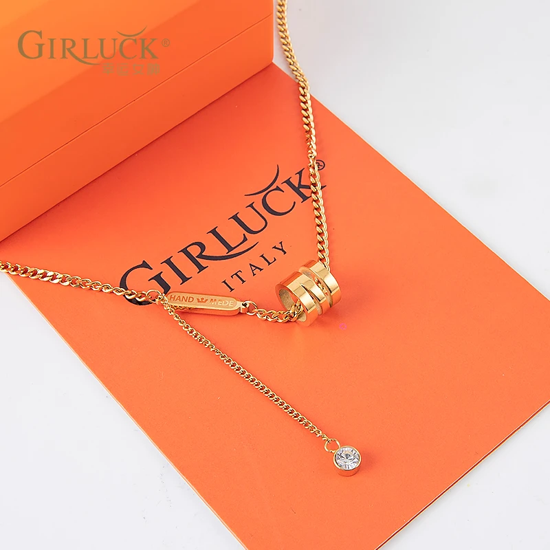 GIRLUCK 钛钢项链  【专属】意大利幸运女神-黄色简约小蛮腰