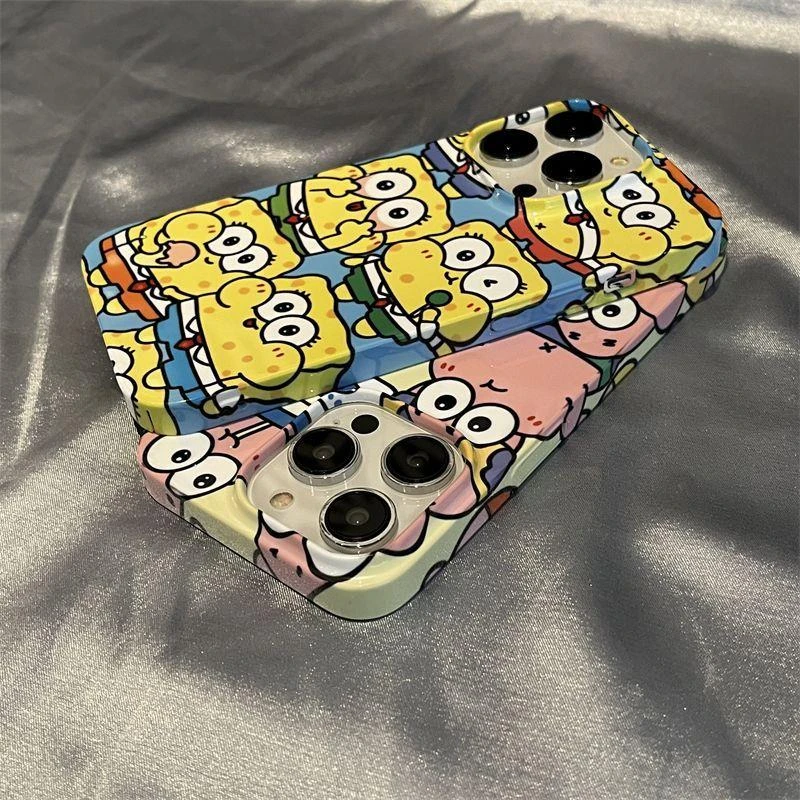 巧壳海绵宝宝苹果14手机壳iPhone13菲林12Promax派大星11情侣全包