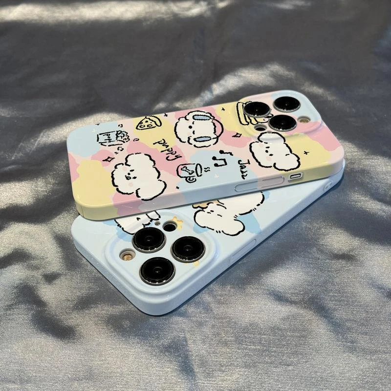 巧壳线条小狗苹果14promax手机壳菲林全包iPhone1312防摔简约壳78