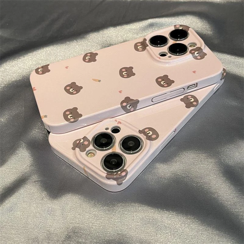 巧壳粉色小熊苹果13pro手机壳iPhone14菲林12max全包镜头11新款女