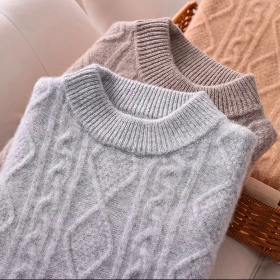 儿童【100%纯羊毛】羊毛衫半高领宝双股加厚重工艺花型毛衣百搭宽松