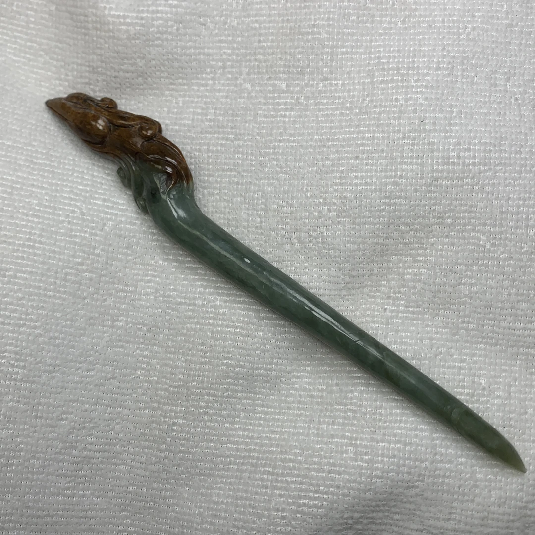 黄白河磨玉发簪纯手工古典精致仿古有纹