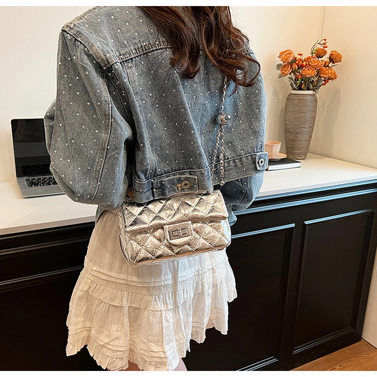 小众设计菱格包包女2025新款高级感气质百搭单肩斜挎链条包ins风