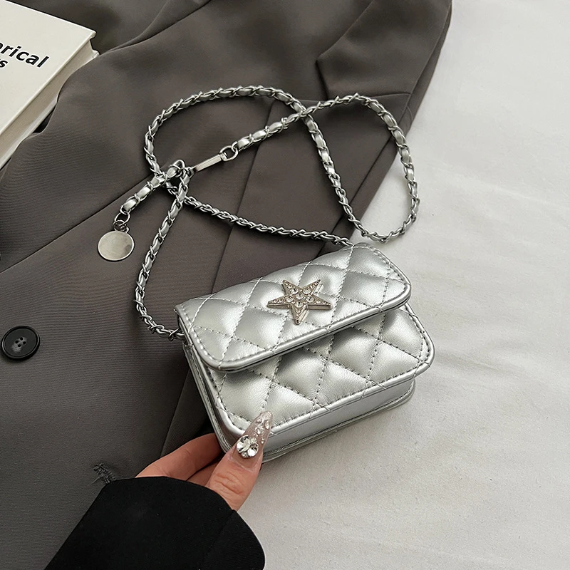 【晶咕甄选】质感迷你包女2025新款潮夏季星星斜挎包萎格链条小方包