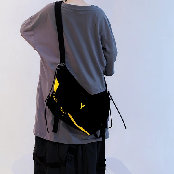 YONAIGA+ 原创ins韩版百搭单肩斜挎包尼龙上学生书包背包包男女大