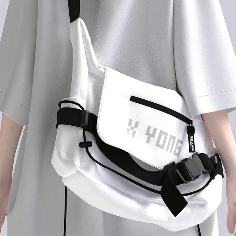 YONAIGA+原创日系ins工装机能通勤邮差包男学生上课单肩斜挎包女