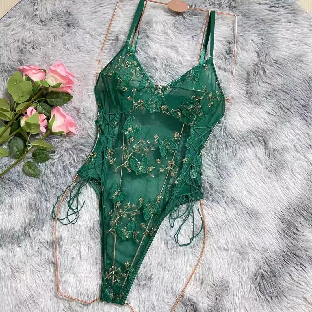 美背蕾丝连体性感定位衣