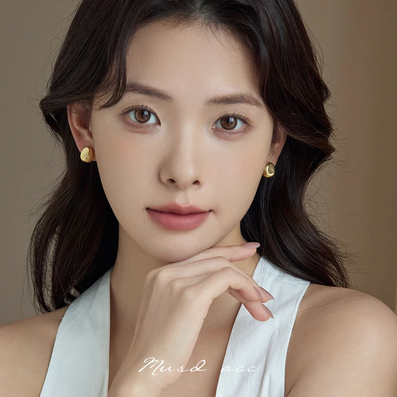 合金耳饰 磨砂拉丝复古哑光豆豆耳环蚊香盘耳夹女无耳洞简约气质