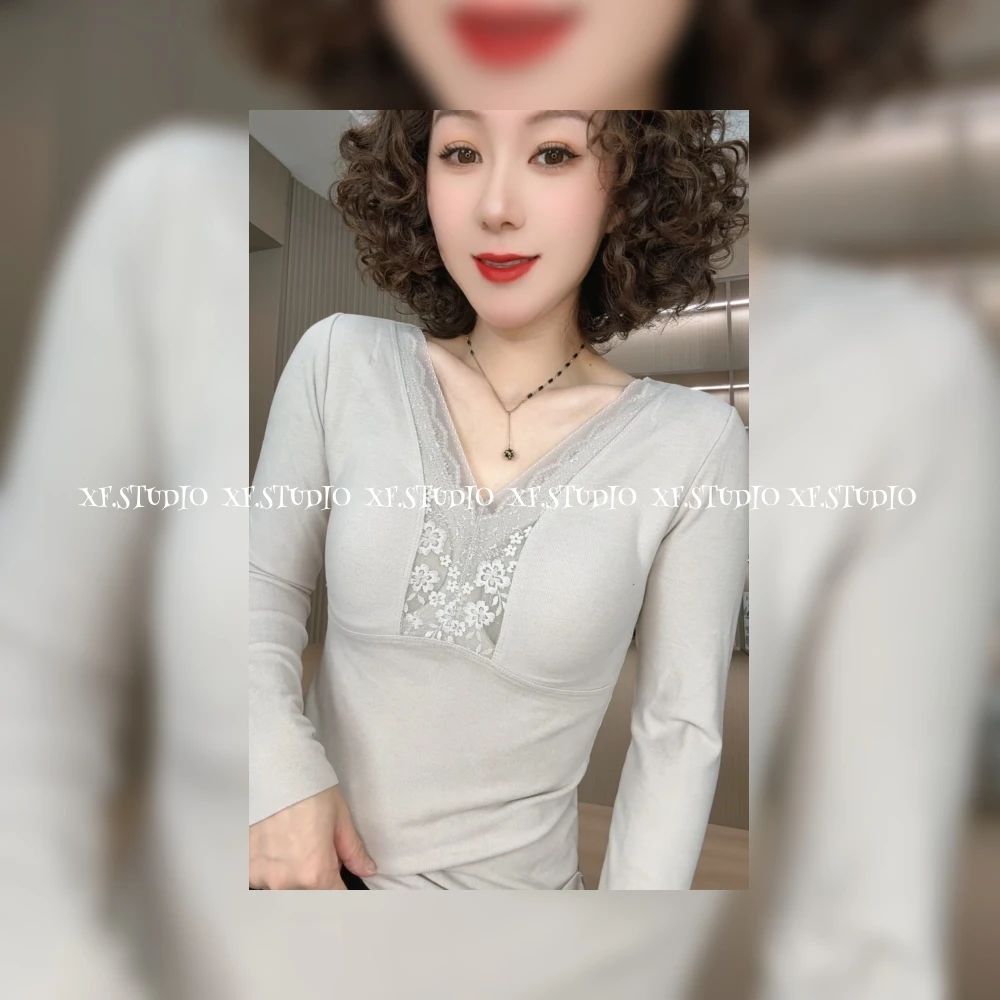 小凤XF【美肤上衣】拼蕾丝小火炉美肤上衣  XF6608