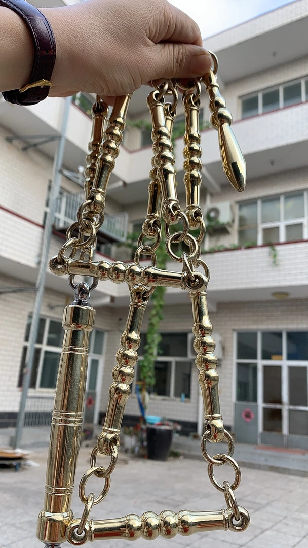 2.18斤纯黄铜葫芦九节鞭