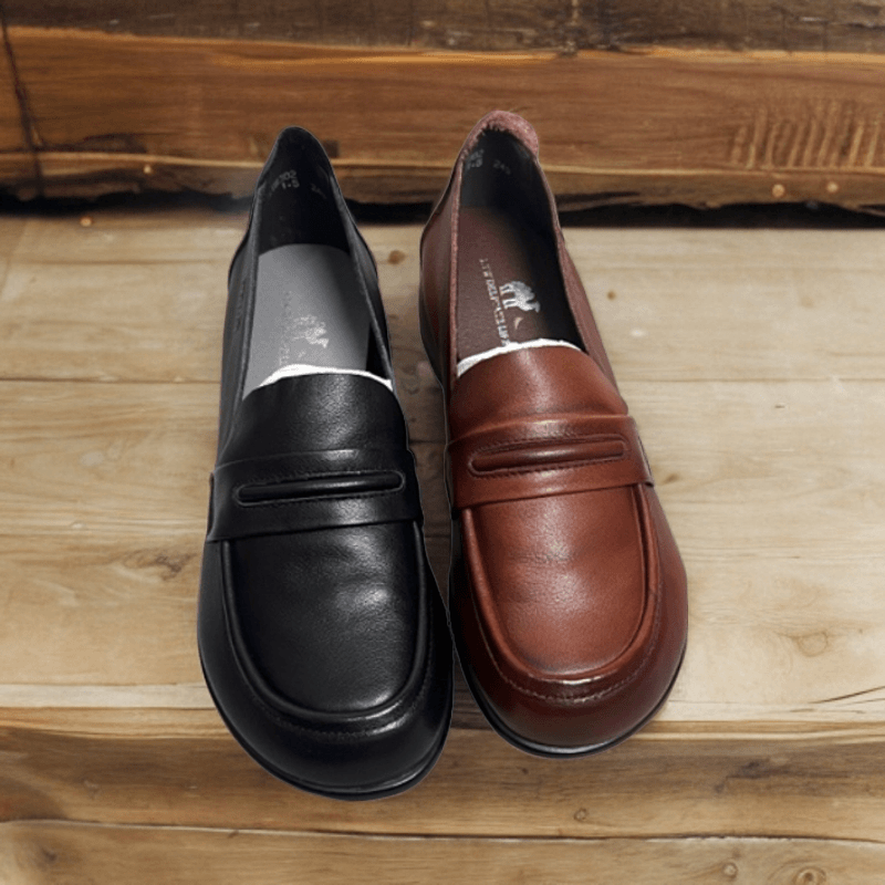 复古头层牛皮软底妈妈鞋春秋新款舒适乐福鞋中老年低跟皮鞋女单鞋