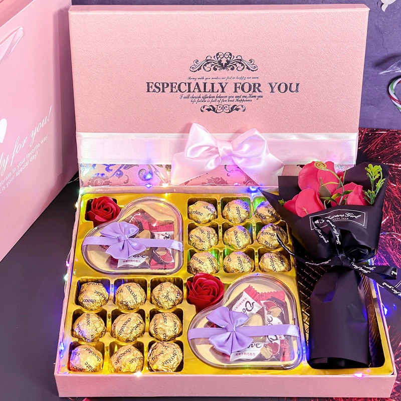 七夕情人节玫瑰花束巧克力礼盒装告白生日纪念日送男女朋友老婆