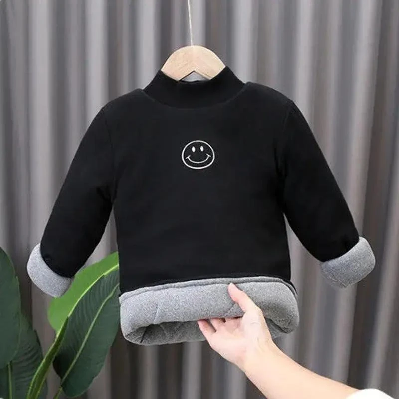 秋冬新款男女童加厚加棉套头棉衣冬款打底衫中小童三层保暖棉服新