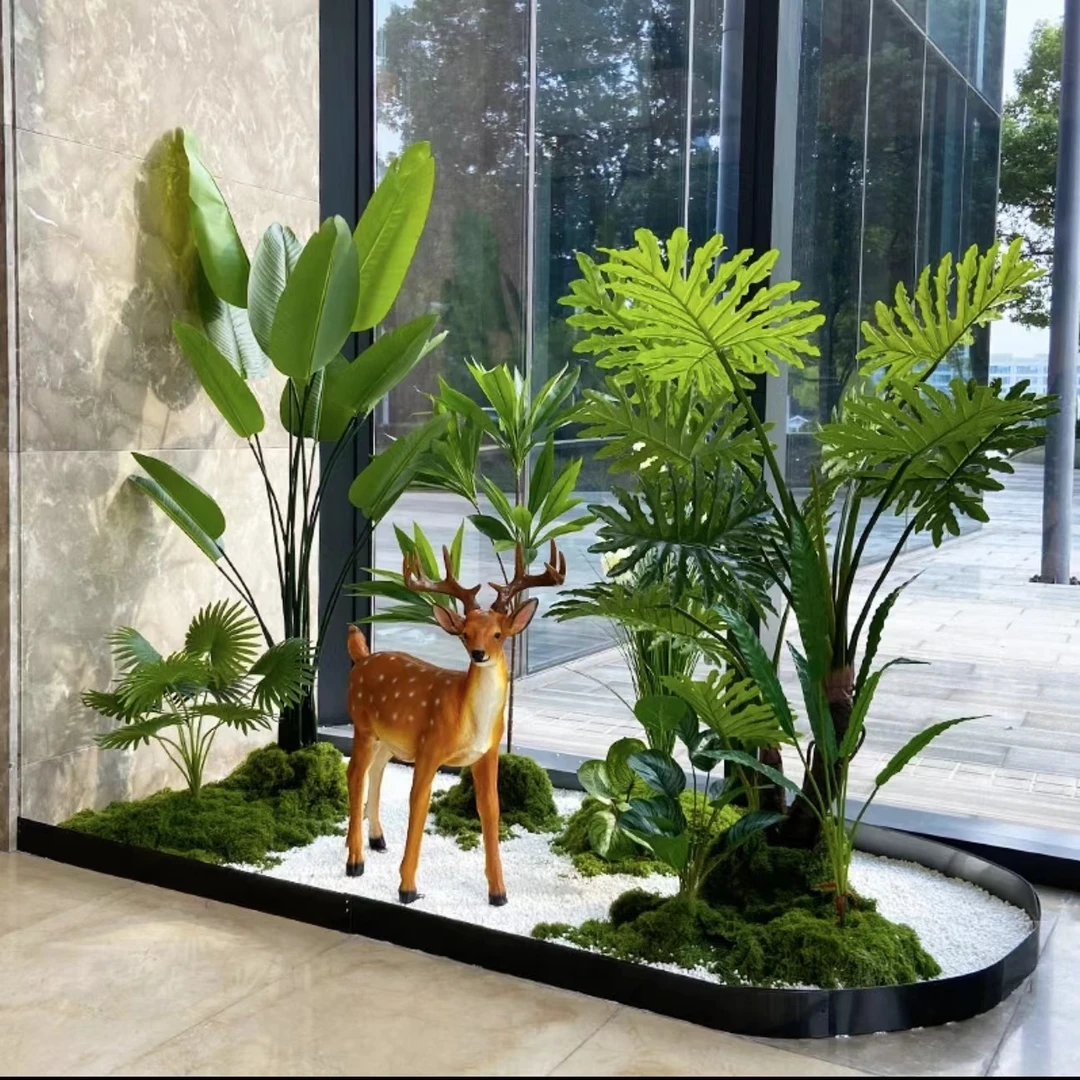 仿真绿植景观造景室内转角处楼梯下玄关摆设客厅商用商用商场商用