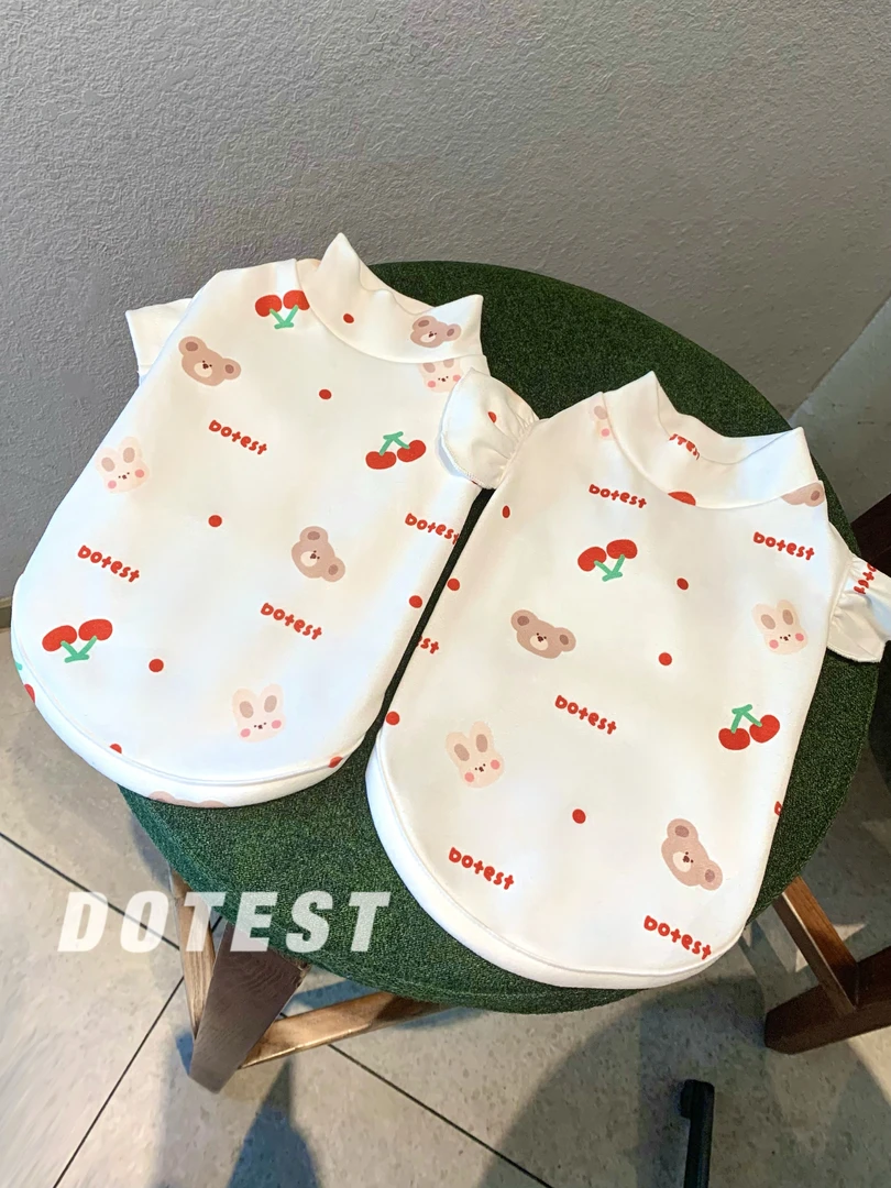 Dotest宠物衣服猫咪狗狗打底衫樱桃德绒半高领保暖衣秋冬可爱内搭