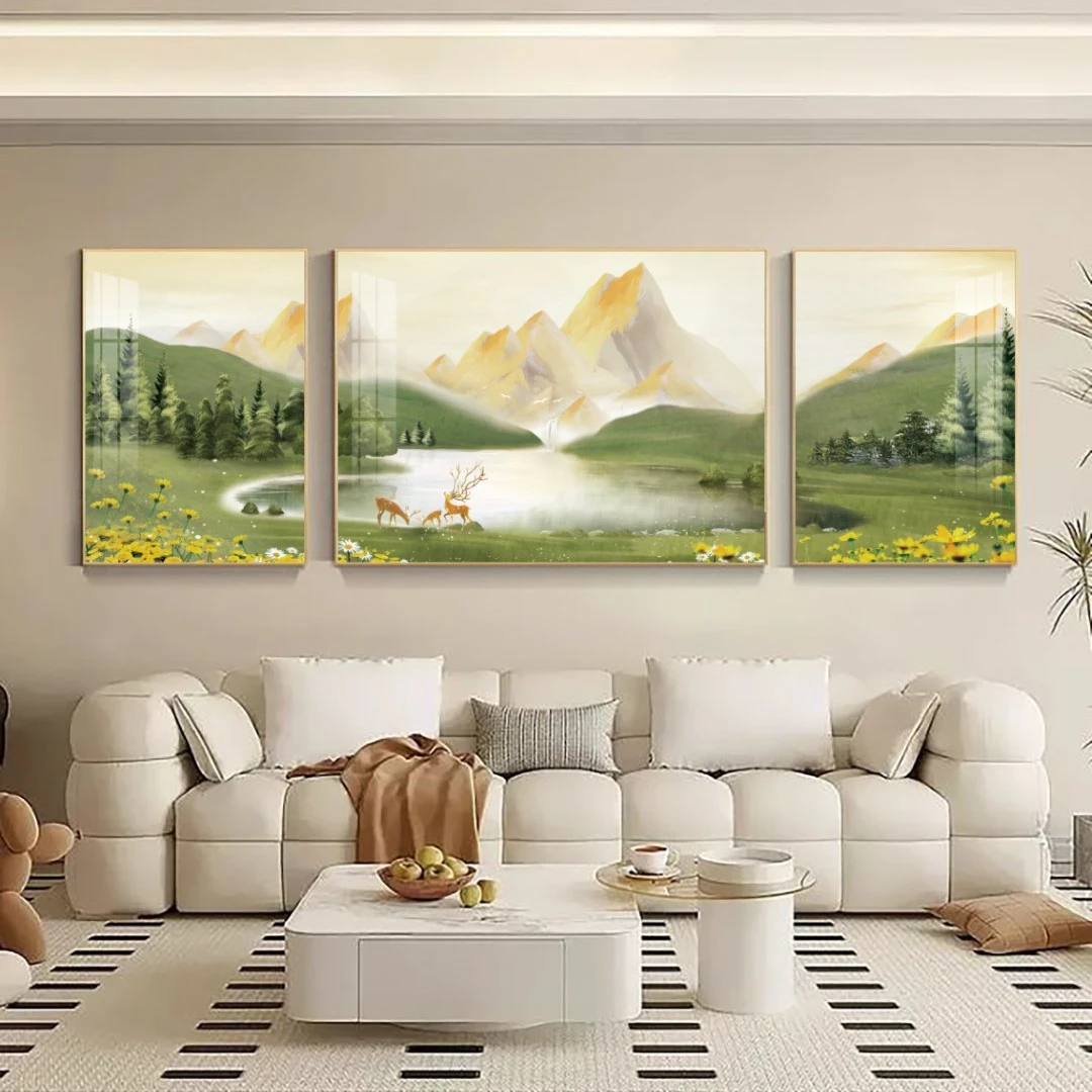 法罗迪【金山聚宝】轻奢装饰装饰画高档山水客厅背景墙挂画墙壁壁画