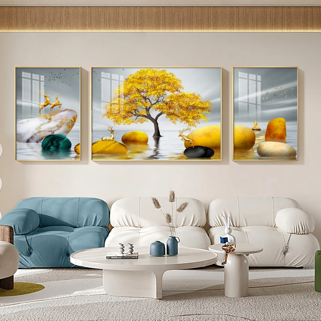 法罗迪【金石财树】客厅装饰画沙发壁画现代简约高级感挂画风景画