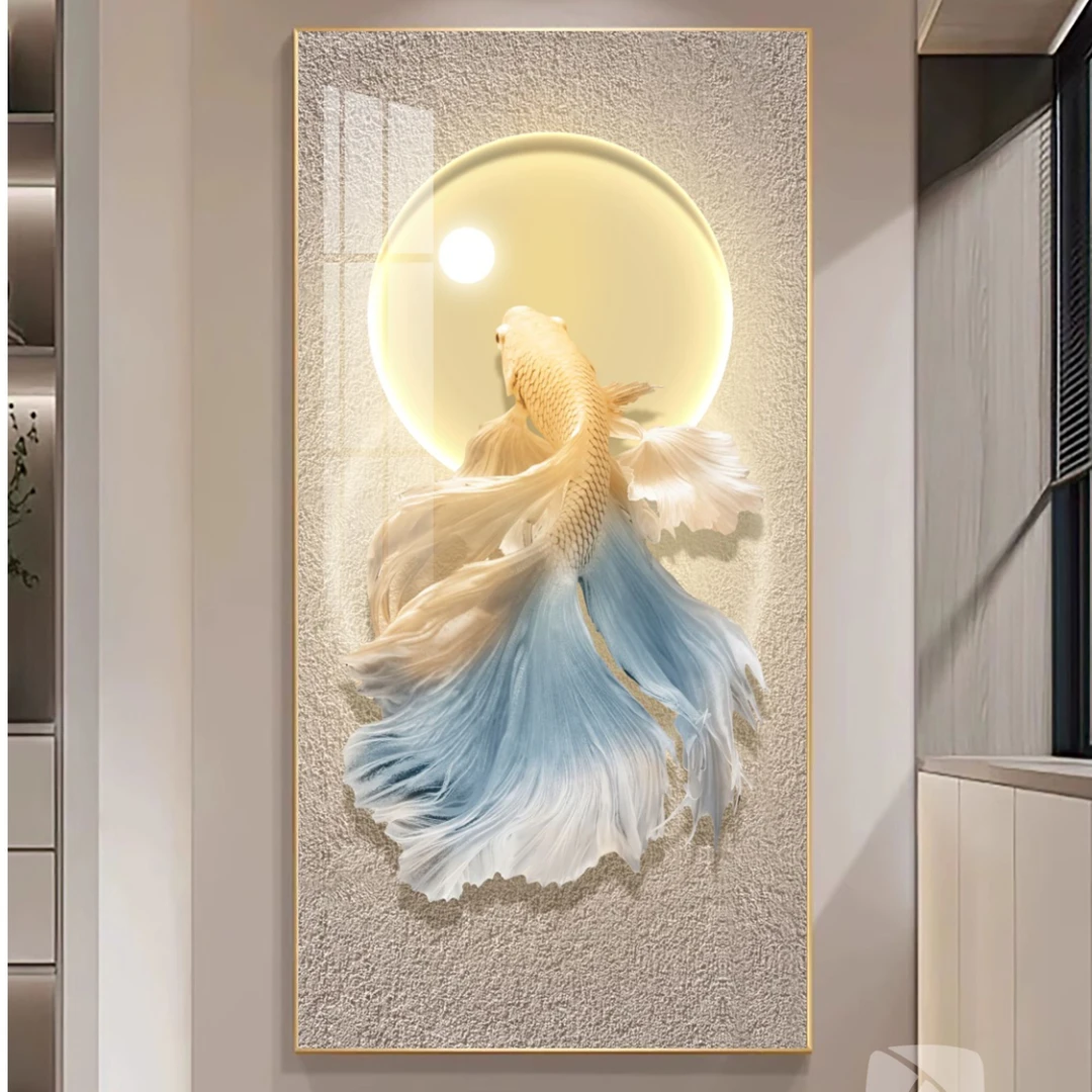 法罗迪【幸福锦鲤】新款装饰画玄关挂画2025最新款高级感高档壁画